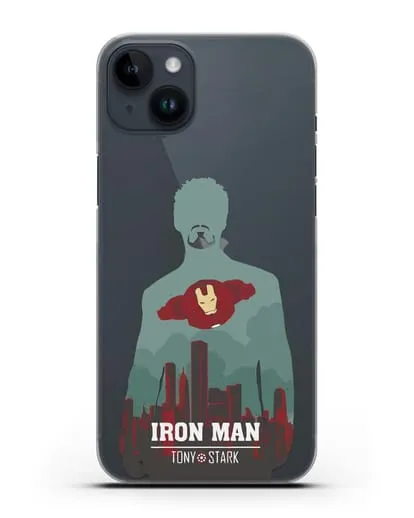 Чехол Тони Старк - Железный человек силиконовый для iPhone 14 Plus