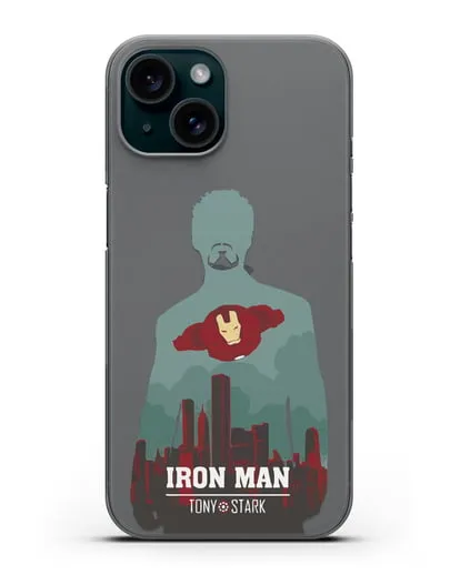 Чехол Тони Старк - Железный человек силиконовый для iPhone 15