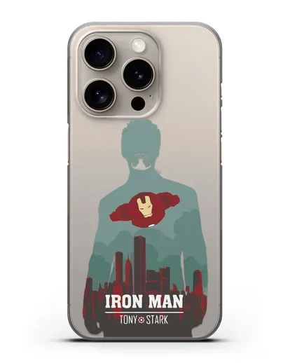 Чехол Тони Старк - Железный человек силиконовый для iPhone 15 Pro