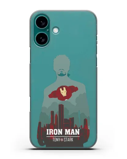 Чехол Тони Старк - Железный человек силиконовый для iPhone 16 Plus