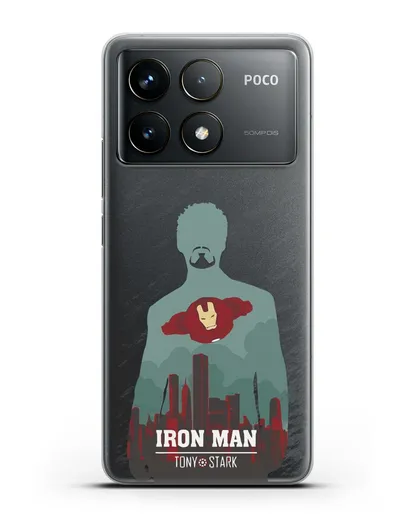 Чехол Тони Старк - Железный человек силиконовый для Xiaomi Poco F6 Pro