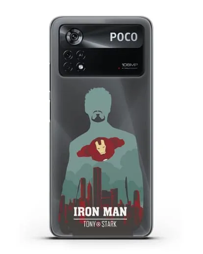 Чехол Тони Старк - Железный человек силиконовый для Xiaomi Poco X4 Pro
