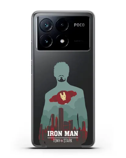 Чехол Тони Старк - Железный человек силиконовый для Xiaomi Poco X6 Pro