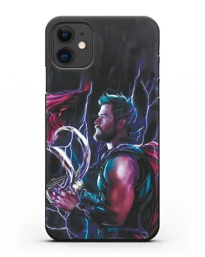 Чехол Тор (Thor) со шлемом Локи силиконовый для iPhone 11
