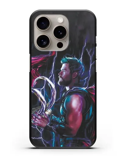 Чехол Тор (Thor) со шлемом Локи силиконовый для iPhone 15 Pro