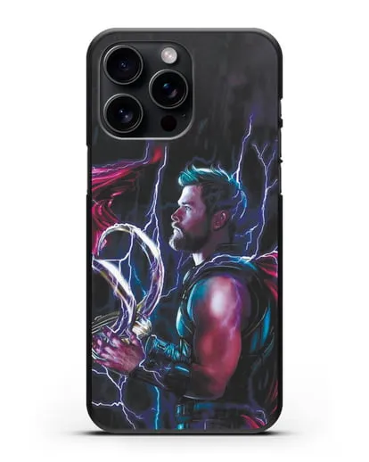Чехол Тор (Thor) со шлемом Локи силиконовый для iPhone 15 Pro Max