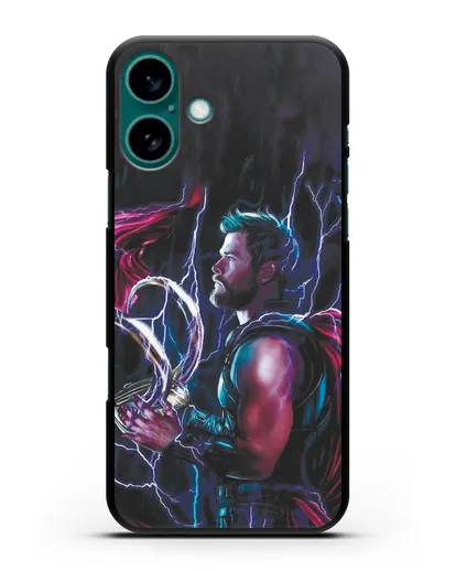 Чехол Тор (Thor) со шлемом Локи силиконовый для iPhone 16 Plus