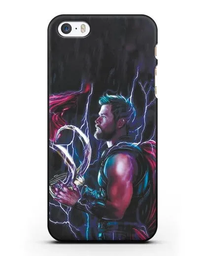 Чехол Тор (Thor) со шлемом Локи силиконовый для iPhone 5/5s/SE