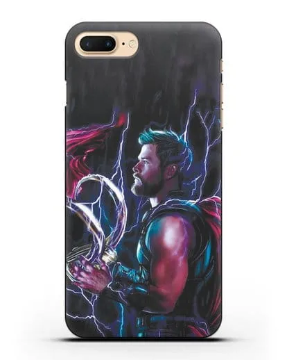 Чехол Тор (Thor) со шлемом Локи силиконовый для iPhone 8 Plus
