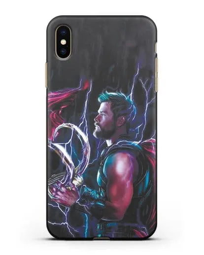 Чехол Тор (Thor) со шлемом Локи силиконовый для iPhone XS Max