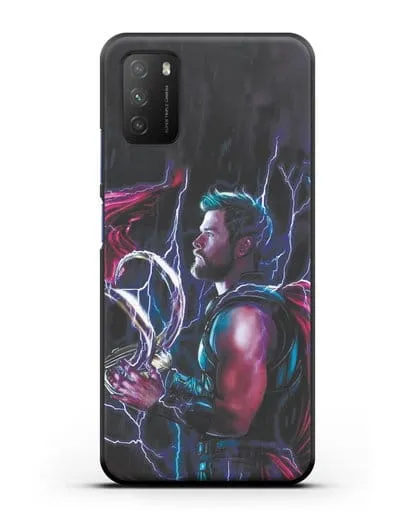Чехол Тор (Thor) со шлемом Локи силиконовый для Xiaomi Poco M3