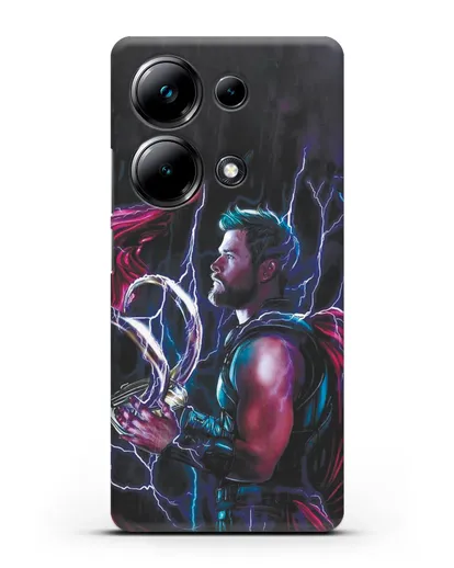 Чехол Тор (Thor) со шлемом Локи силиконовый для Xiaomi Poco M6 Pro