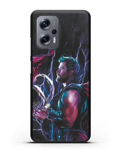 Чехол Тор (Thor) со шлемом Локи силиконовый для Xiaomi Poco X4 GT