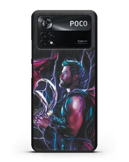 Чехол Тор (Thor) со шлемом Локи силиконовый для Xiaomi Poco X4 Pro