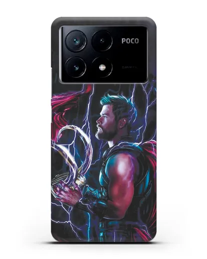 Чехол Тор (Thor) со шлемом Локи силиконовый для Xiaomi Poco X6 Pro