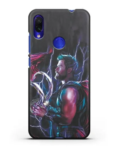 Чехол Тор (Thor) со шлемом Локи силиконовый для Xiaomi Redmi Note 7