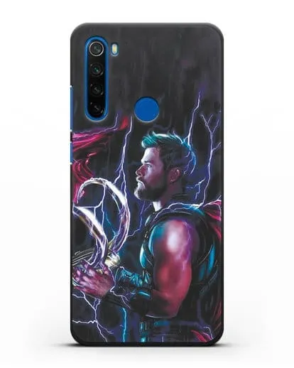 Чехол Тор (Thor) со шлемом Локи силиконовый для Xiaomi Redmi Note 8