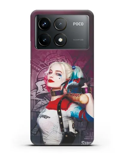 Чехол Харли Квинн (Harley Quinn) с битой силиконовый для Xiaomi Poco F6 Pro