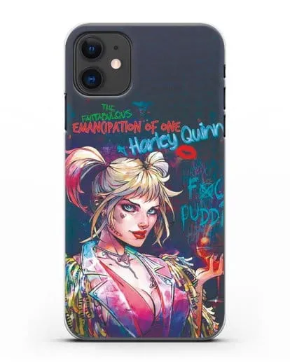 Чехол Харли Квинн (Harley Quinn) с коктейлем силиконовый для iPhone 11