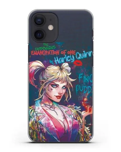 Чехол Харли Квинн (Harley Quinn) с коктейлем силиконовый для iPhone 12 mini