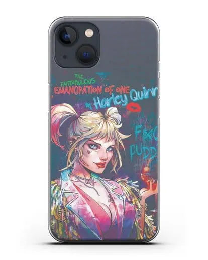 Чехол Харли Квинн (Harley Quinn) с коктейлем силиконовый для iPhone 13