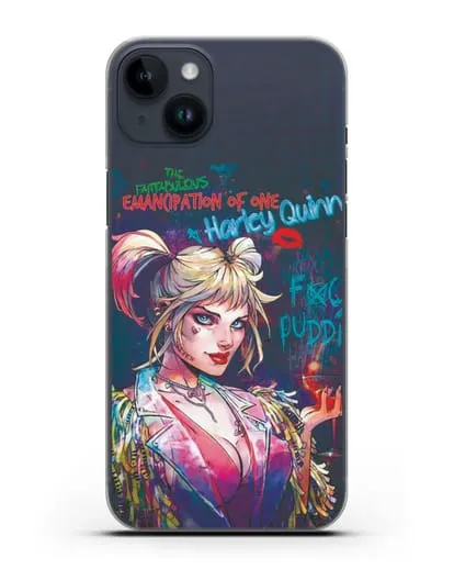 Чехол Харли Квинн (Harley Quinn) с коктейлем силиконовый для iPhone 14 Plus