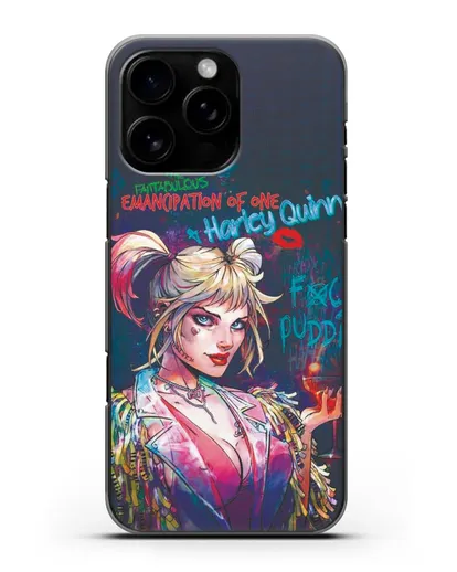 Чехол Харли Квинн (Harley Quinn) с коктейлем силиконовый для iPhone 16 Pro Max