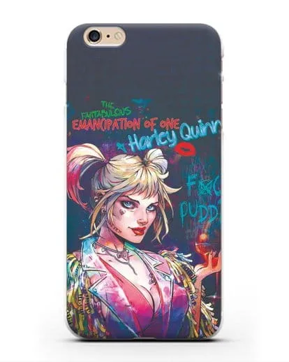 Чехол Харли Квинн (Harley Quinn) с коктейлем силиконовый для iPhone 6s Plus