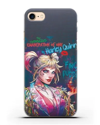Чехол Харли Квинн (Harley Quinn) с коктейлем силиконовый для iPhone 7