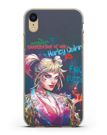 Чехол Харли Квинн (Harley Quinn) с коктейлем силиконовый для iPhone XR