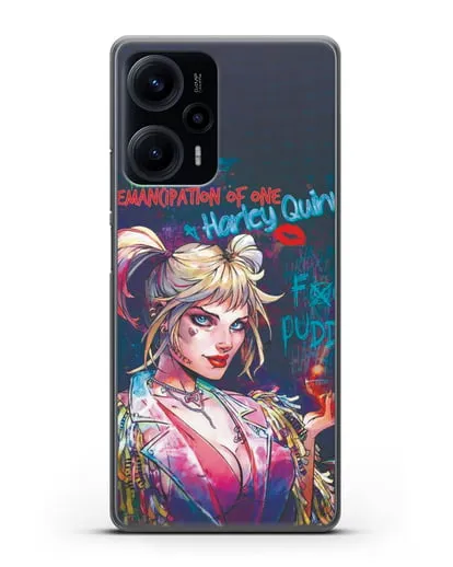 Чехол Харли Квинн (Harley Quinn) с коктейлем силиконовый для Xiaomi Poco F5
