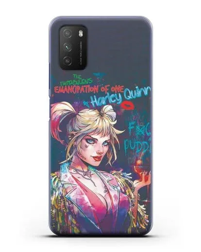 Чехол Харли Квинн (Harley Quinn) с коктейлем силиконовый для Xiaomi Poco M3