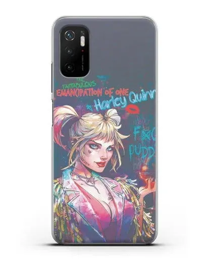 Чехол Харли Квинн (Harley Quinn) с коктейлем силиконовый для Xiaomi Poco M3 Pro