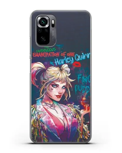 Чехол Харли Квинн (Harley Quinn) с коктейлем силиконовый для Xiaomi Poco M5s