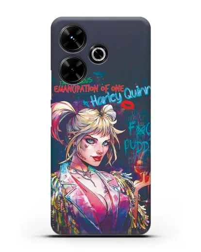 Чехол Харли Квинн (Harley Quinn) с коктейлем силиконовый для Xiaomi Poco M6