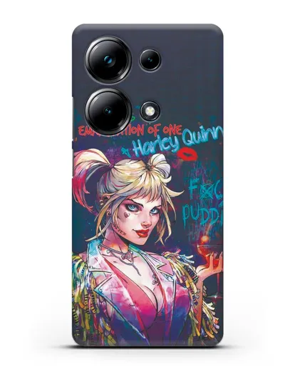 Чехол Харли Квинн (Harley Quinn) с коктейлем силиконовый для Xiaomi Poco M6 Pro