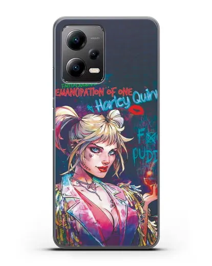 Чехол Харли Квинн (Harley Quinn) с коктейлем силиконовый для Xiaomi Poco X5