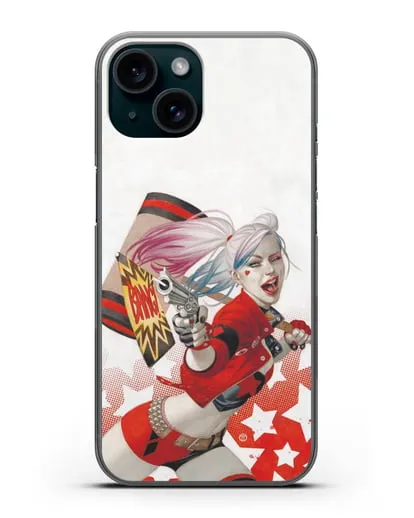 Чехол Харли Квинн (Harley Quinn) стреляет силиконовый для iPhone 15