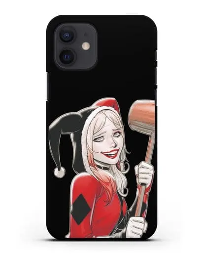 Чехол Харли Квинн (Harley Quinn) в костюме и с молотком силиконовый для iPhone 12