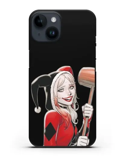Чехол Харли Квинн (Harley Quinn) в костюме и с молотком силиконовый для iPhone 14