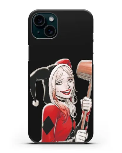 Чехол Харли Квинн (Harley Quinn) в костюме и с молотком силиконовый для iPhone 15 Plus