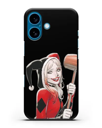 Чехол Харли Квинн (Harley Quinn) в костюме и с молотком силиконовый для iPhone 16