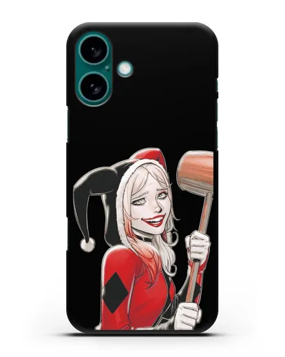 Чехол Харли Квинн (Harley Quinn) в костюме и с молотком силиконовый для iPhone 16 Plus