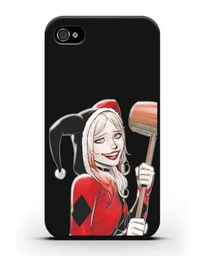 Чехол Харли Квинн (Harley Quinn) в костюме и с молотком силиконовый для iPhone 4/4s