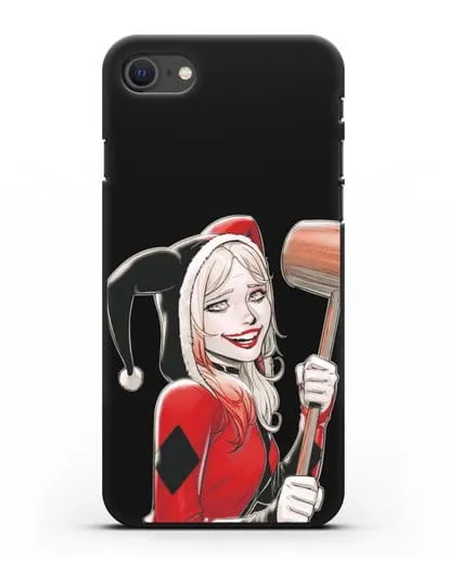 Чехол Харли Квинн (Harley Quinn) в костюме и с молотком силиконовый для iPhone SE 2020
