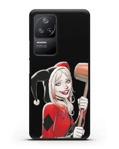 Чехол Харли Квинн (Harley Quinn) в костюме и с молотком силиконовый для Xiaomi Poco F4