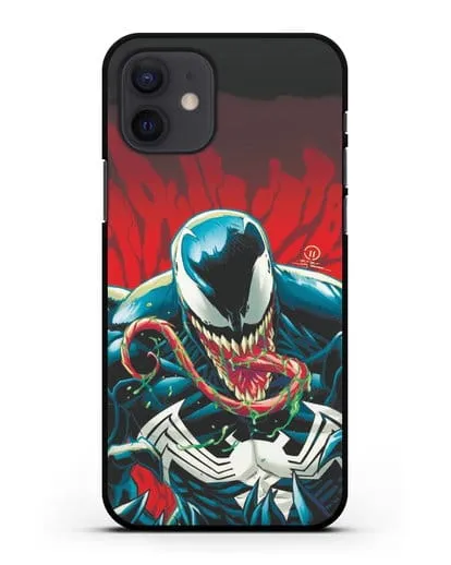 Чехол Злобный Веном (Venom) с языком силиконовый для iPhone 12