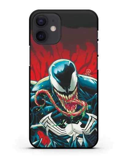 Чехол Злобный Веном (Venom) с языком силиконовый для iPhone 12 mini
