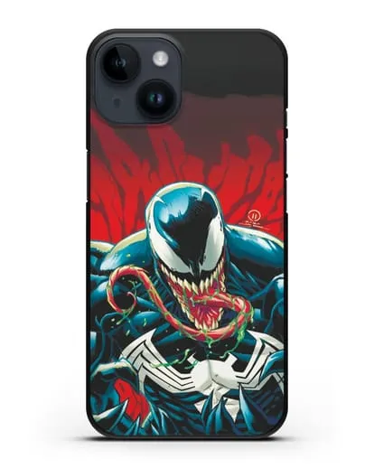 Чехол Злобный Веном (Venom) с языком силиконовый для iPhone 14