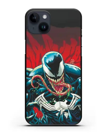 Чехол Злобный Веном (Venom) с языком силиконовый для iPhone 14 Plus